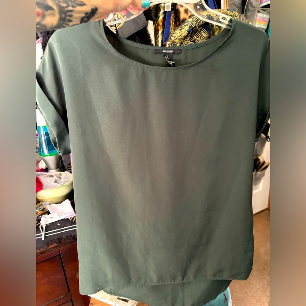 Olive Green Semi Sheer Top